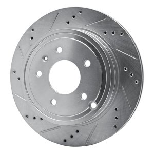 Chevrolet Captiva Brake Rotor (1) - Rear Left - R1 Concepts - Drilled & Slotted - Silver - `07-`15